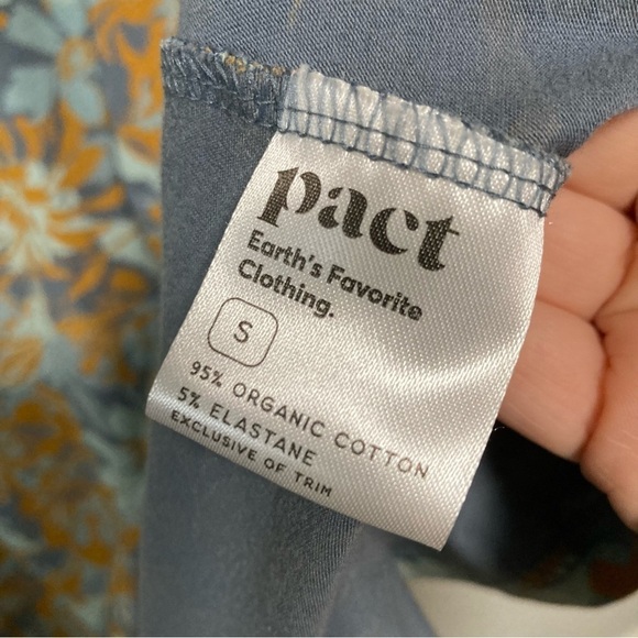 NWOT PACT Organic Cotton Blue Floral Open Back Fit & Flare Midi Party Dress - Picture 6 of 7